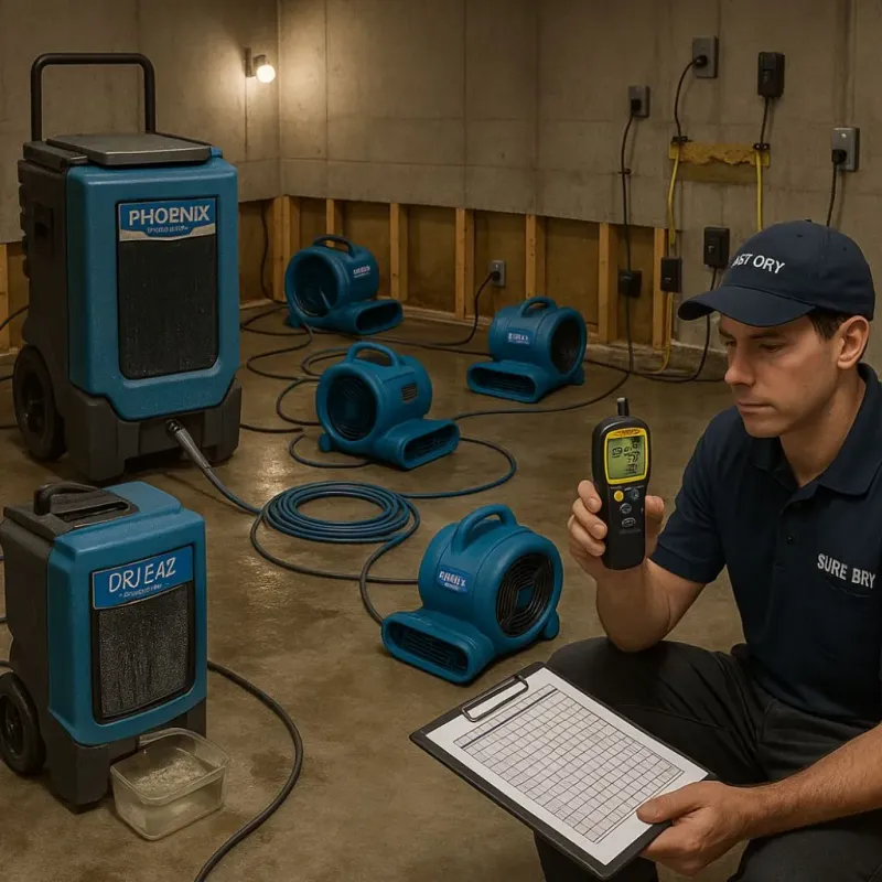 Structural Drying and Dehumidification process in Ione, CA